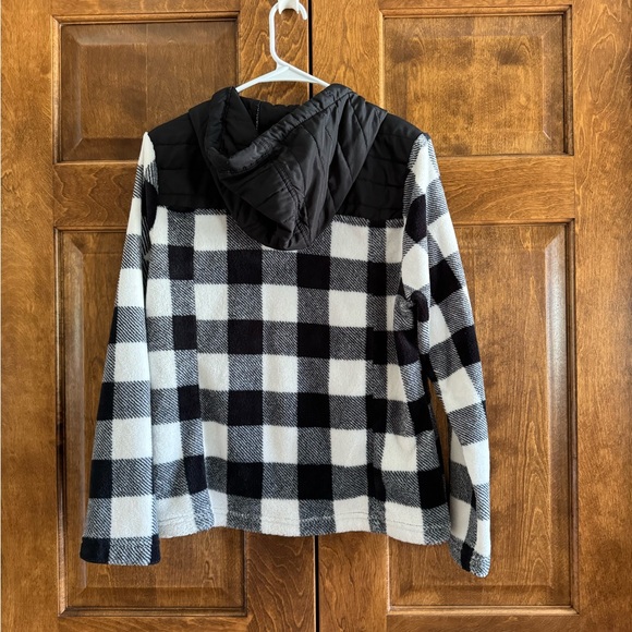 Athletic Collection Black and White Check Zip Up Fleece Jacket - Women's Sz XL - Picture 3 of 4